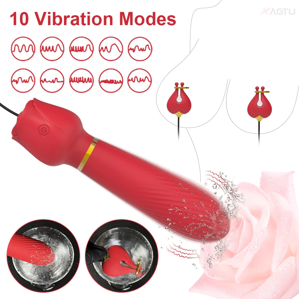 Velvet Rose: Electric Nipple Clamp and G-Spot Delight