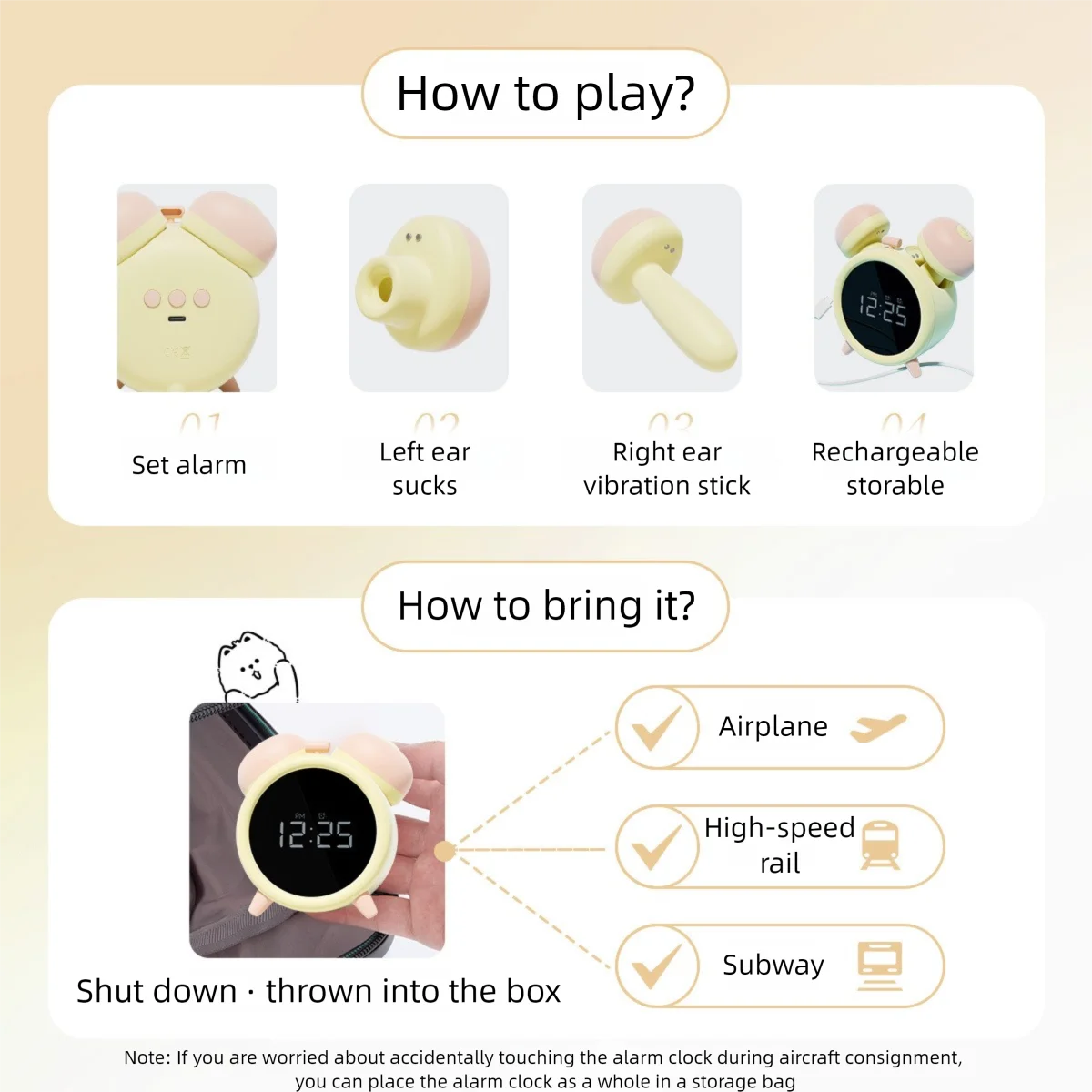 Alarm Clock Shaped Vibrator - 10-Speed Sucking Egg Toy for Women Plus Quiet G-Spot/Clit Stimulator