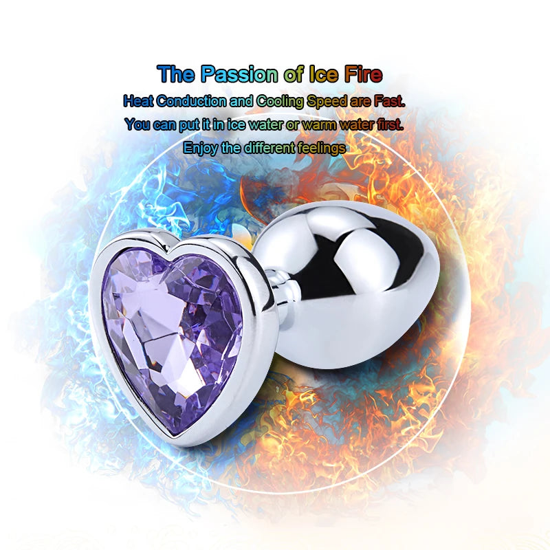 Heart Stainless Steel Crystal Anal Plug