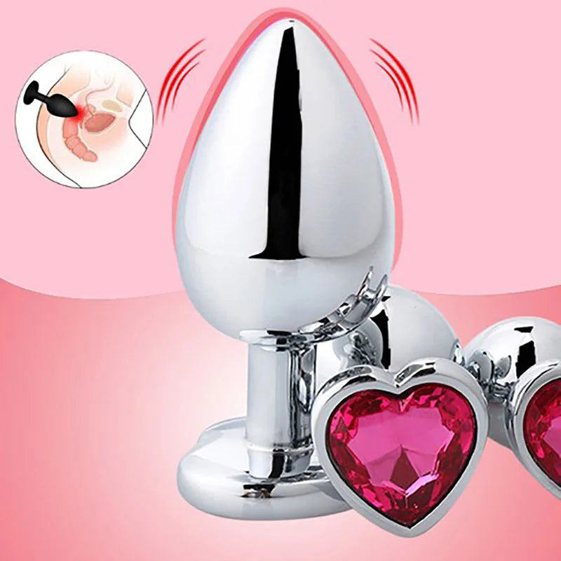 Heart Stainless Steel Crystal Anal Plug