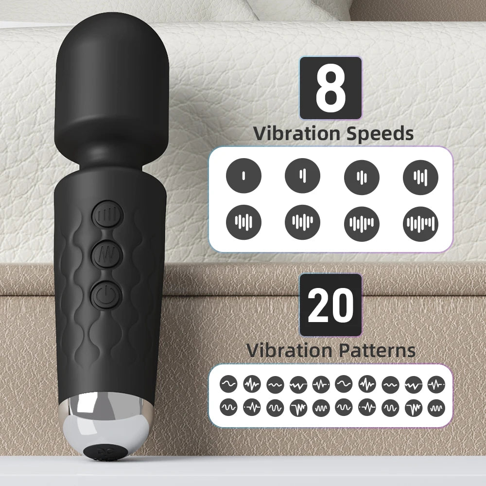 Mini BlissWave Magic Wand: 20-Speed G-Spot & Clitoral Stimulator