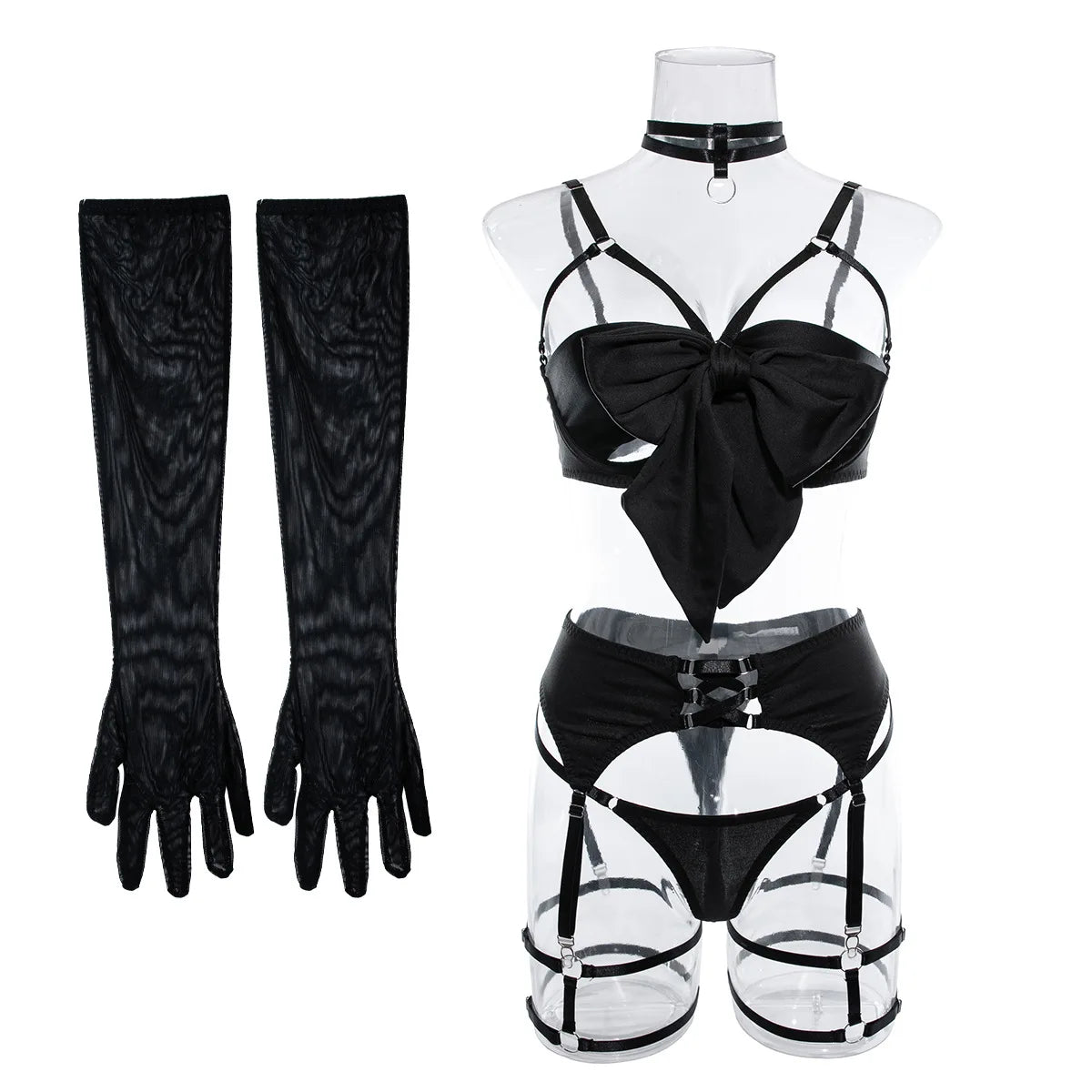 Five Peice Seductive Lace & Bow Collection