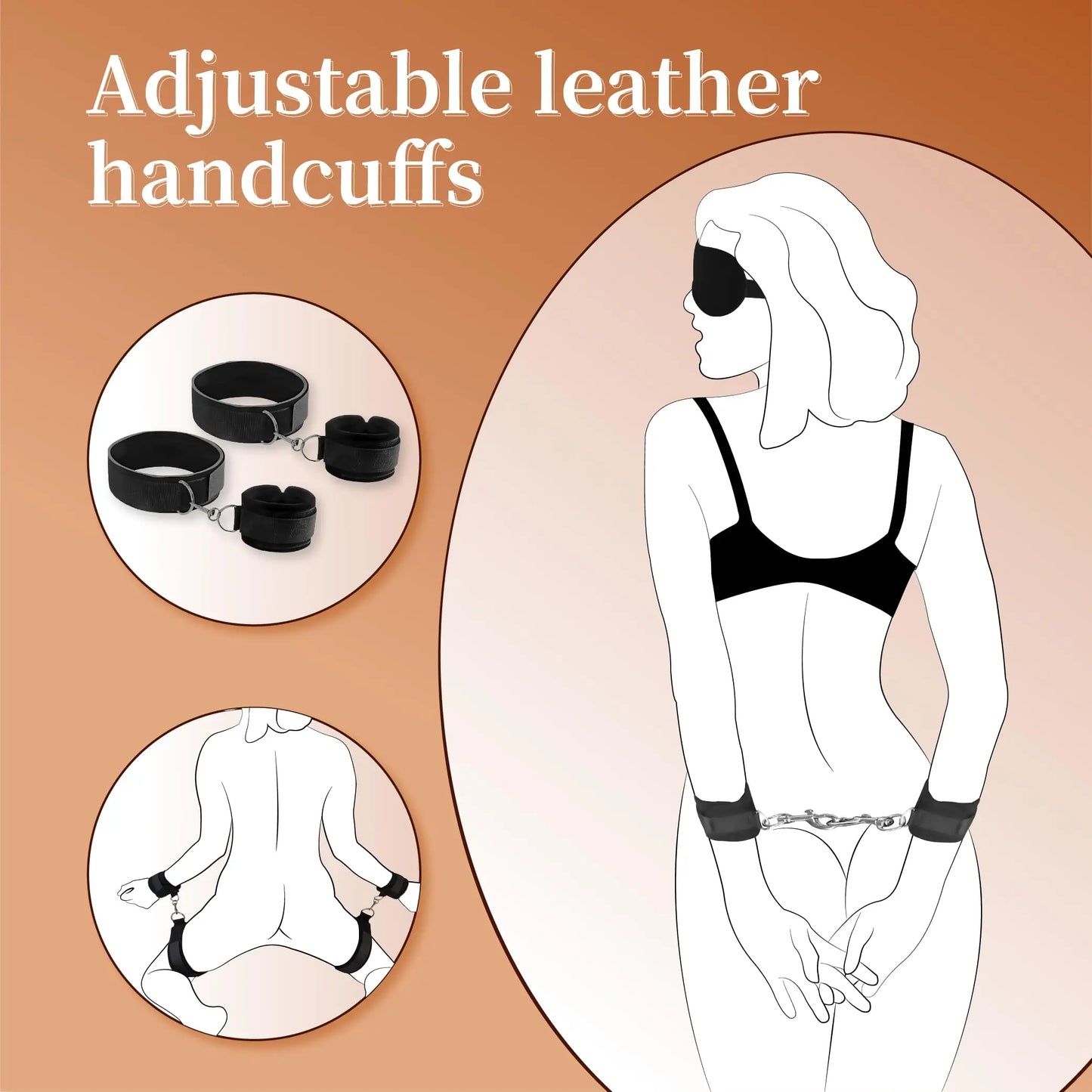 BDSM Restraint Kit: Wrist & Thigh Cuffs Blindfold