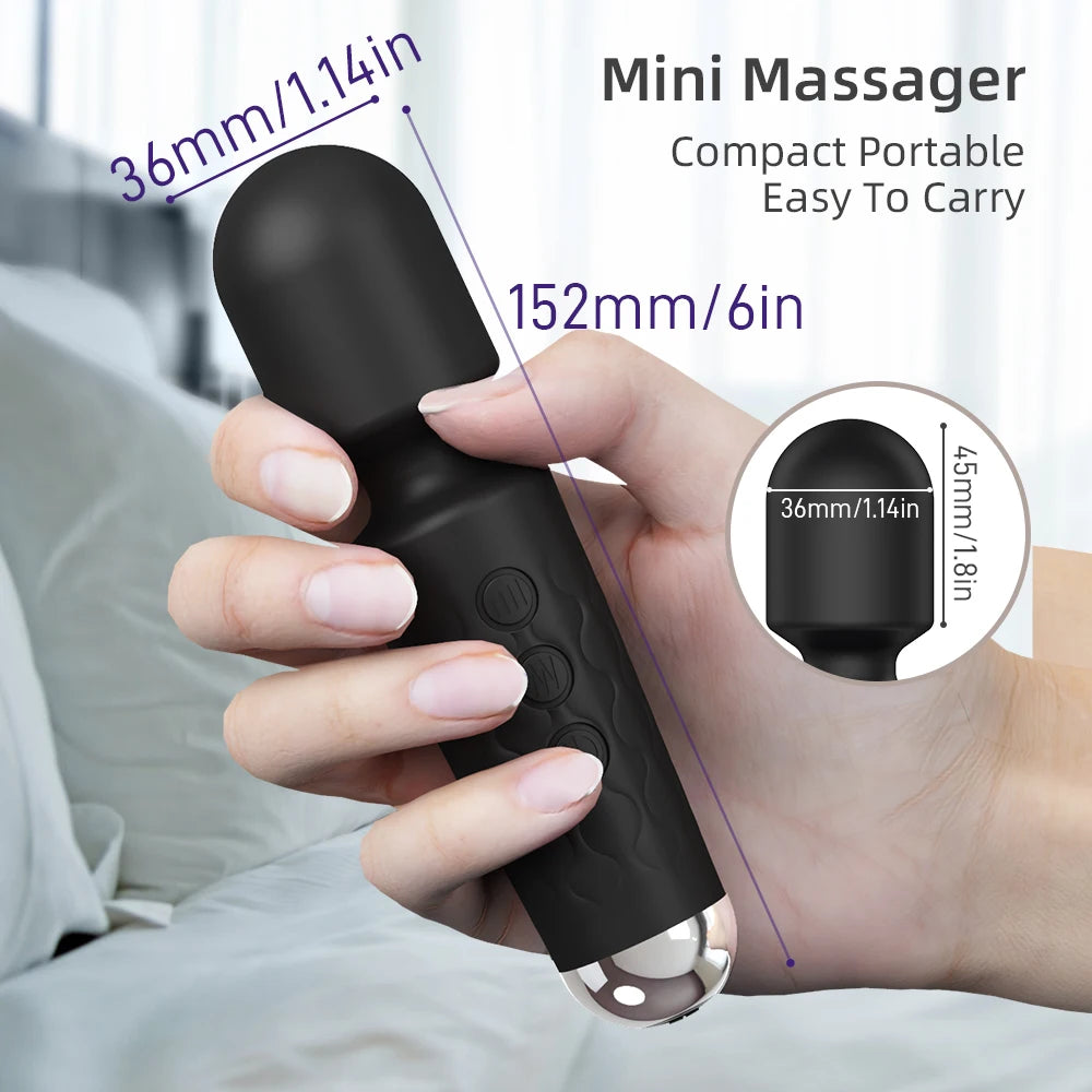 Mini BlissWave Magic Wand: 20-Speed G-Spot & Clitoral Stimulator