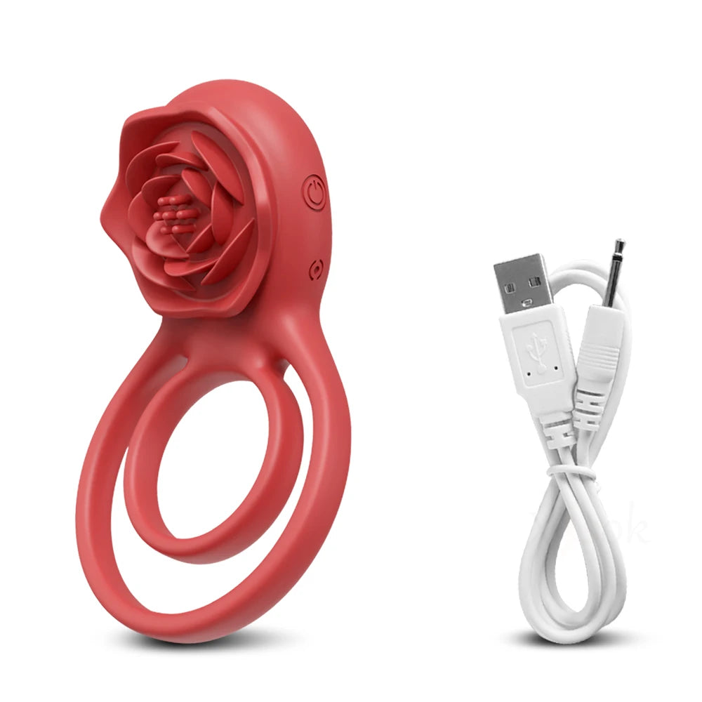 Enchanting Rose Vibrating Penis Ring with Clitoral Stimulation