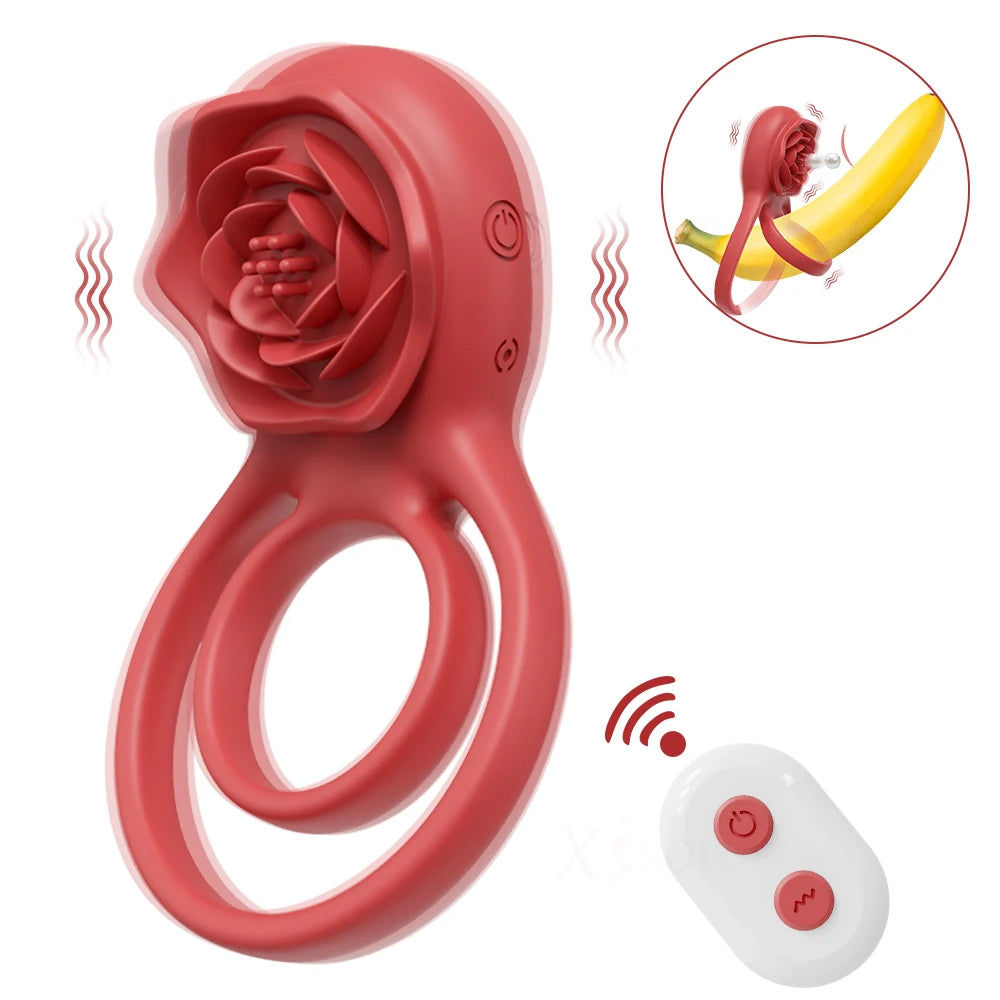 Enchanting Rose Vibrating Penis Ring with Clitoral Stimulation