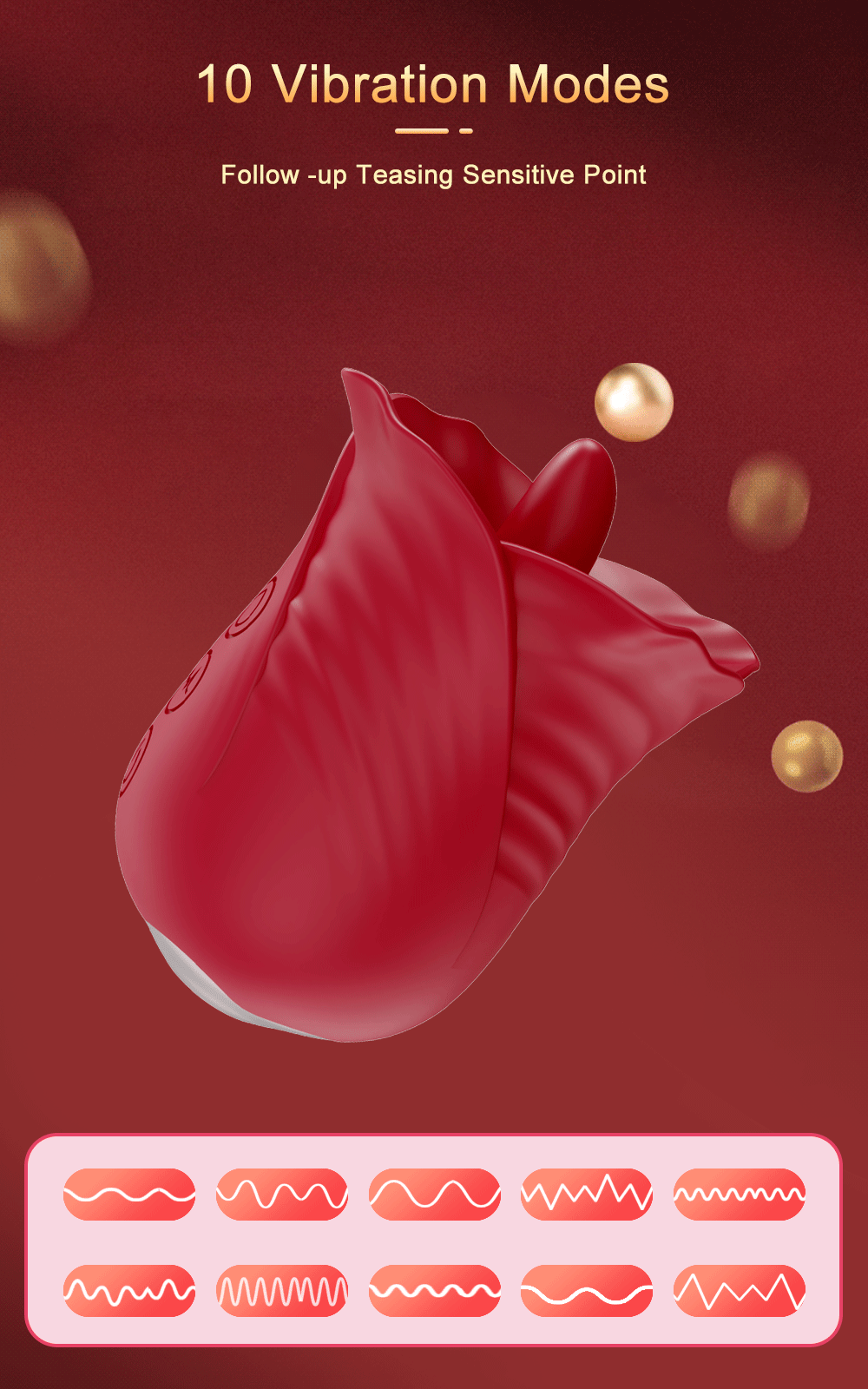 Rose-Sex Toy 3 Sucking 9 Tongue Licking Vibrating Vibrator