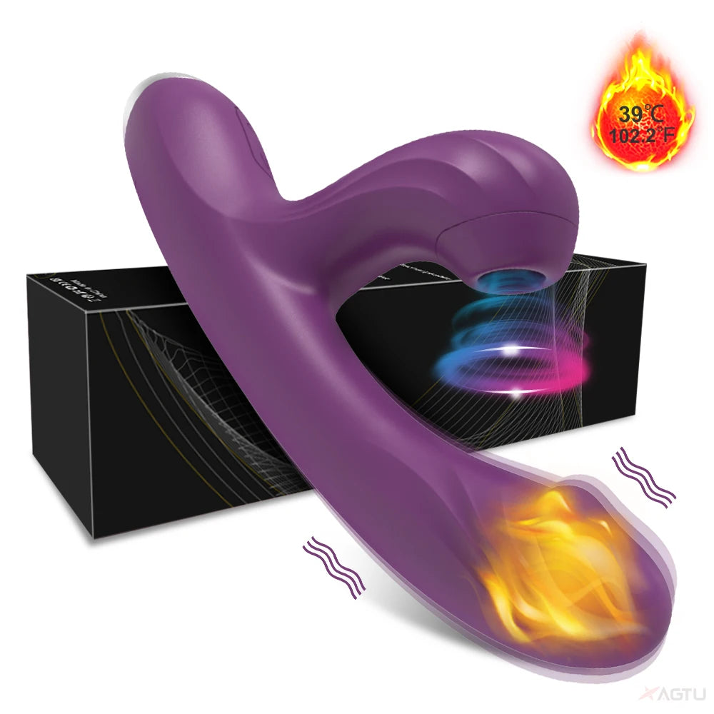 Clit Sucker 2 in 1 Vacuum Stimulator Heating Dildo