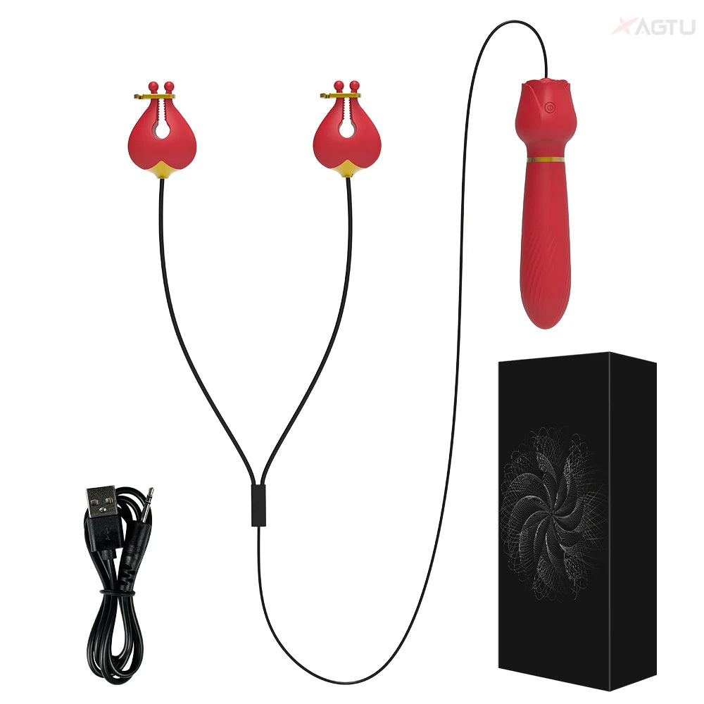 Velvet Rose: Electric Nipple Clamp and G-Spot Delight