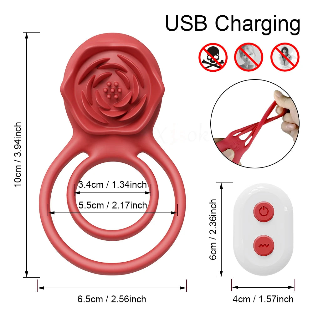 Enchanting Rose Vibrating Penis Ring with Clitoral Stimulation