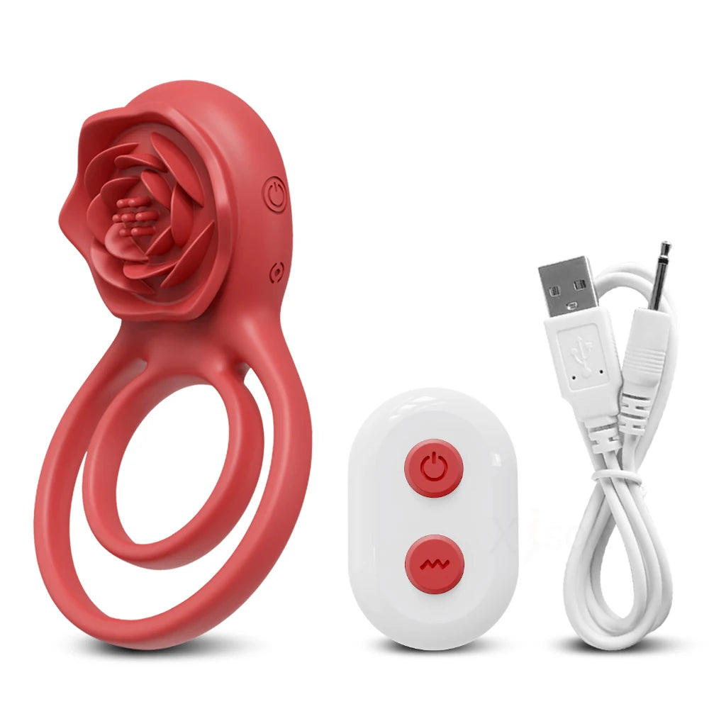 Enchanting Rose Vibrating Penis Ring with Clitoral Stimulation