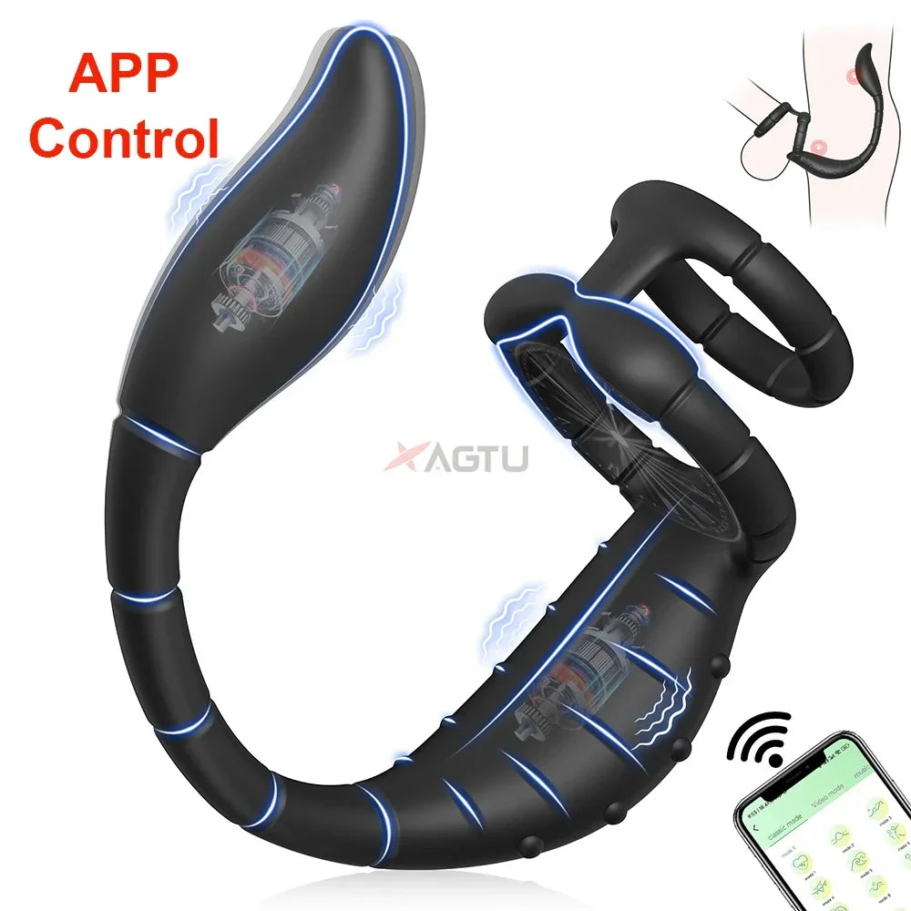 APP Control Butt Plug Cock Ring Vibrating Prostate Massager for Men Beginner Anal Vibrator Anal Plug for Gay Sex Toy for Men 18+