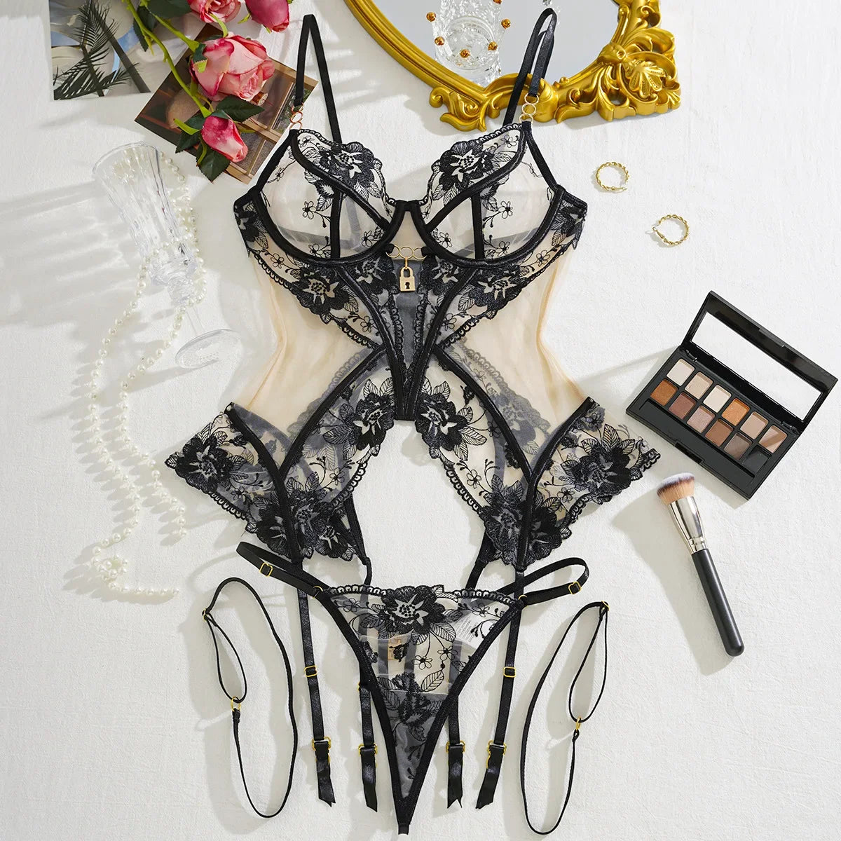 Ultra Hot Lace G-String Lingerie Set