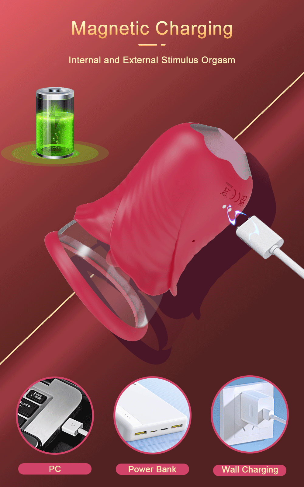 Rose-Sex Toy 3 Sucking 9 Tongue Licking Vibrating Vibrator