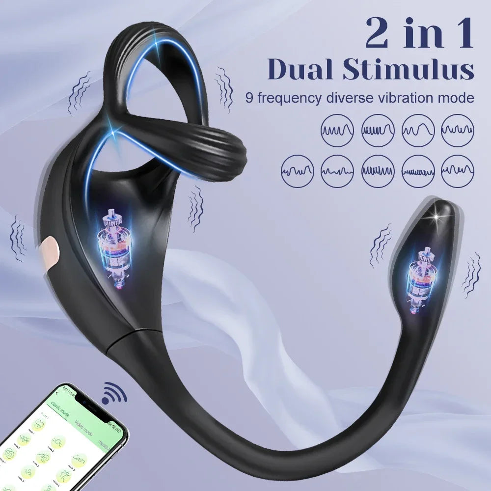 APP Control Butt Plug Cock Ring Vibrating Prostate Massager for Men Beginner Anal Vibrator Anal Plug for Gay Sex Toy for Men 18+
