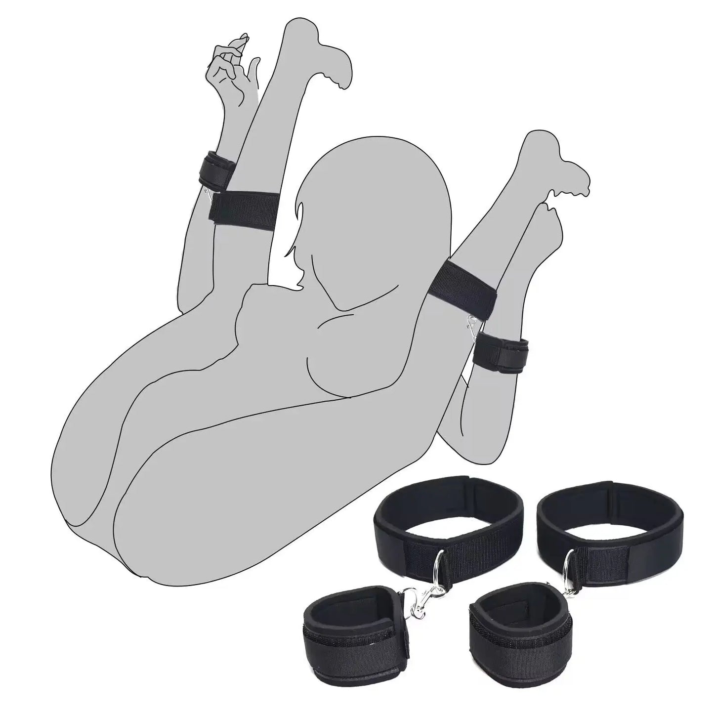 BDSM Restraint Kit: Wrist & Thigh Cuffs Blindfold