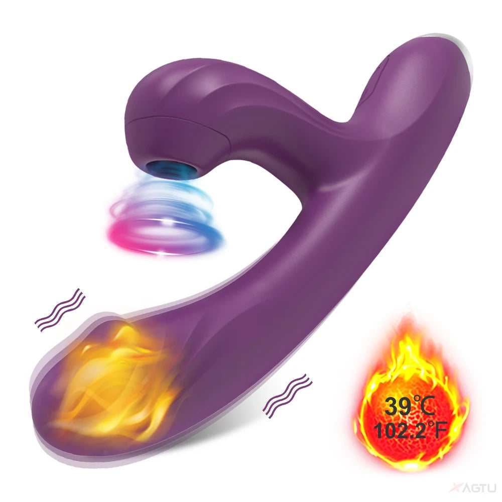 Clit Sucker 2 in 1 Vacuum Stimulator Heating Dildo