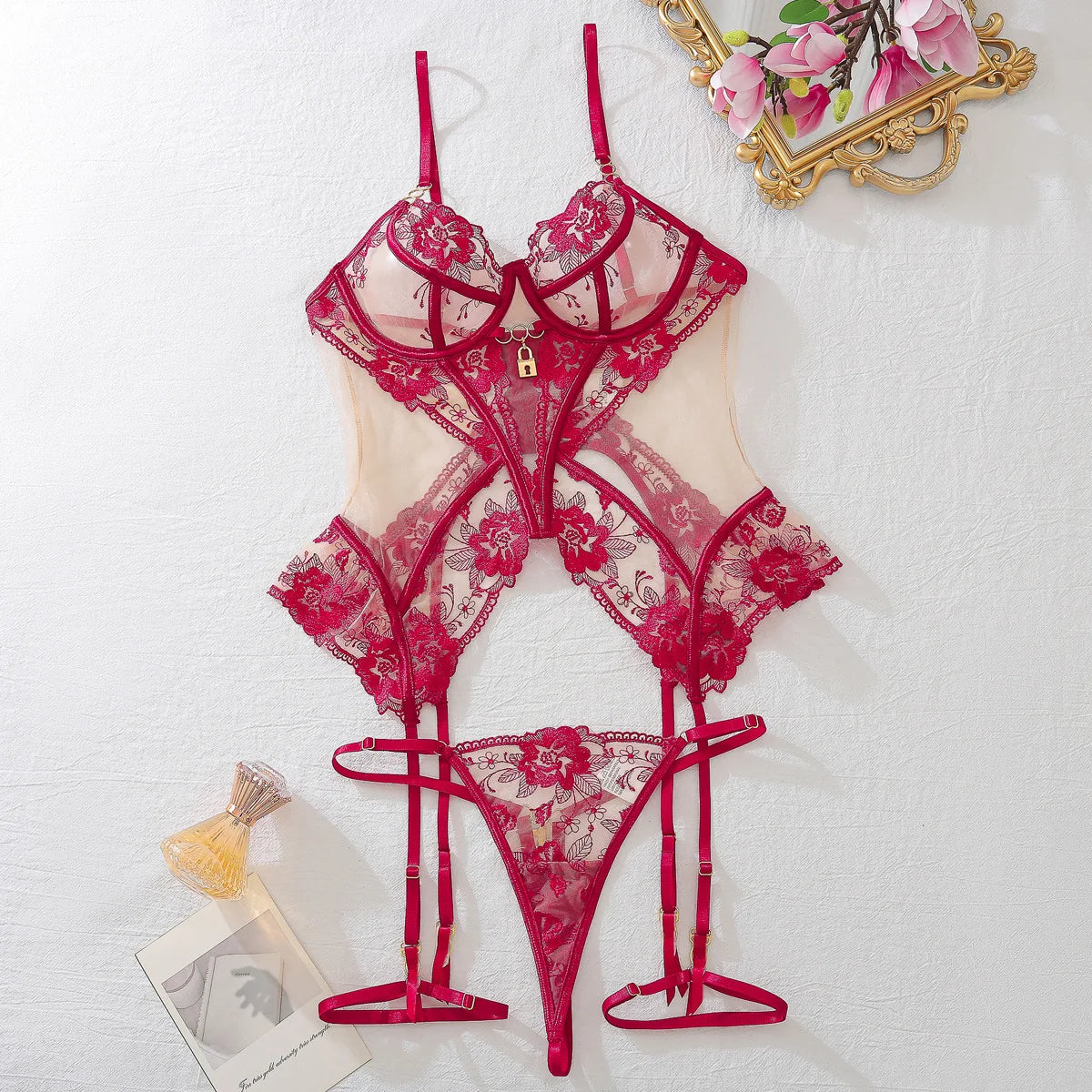 Ultra Hot Lace G-String Lingerie Set