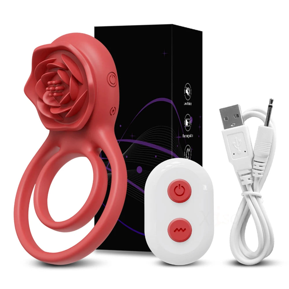 Enchanting Rose Vibrating Penis Ring with Clitoral Stimulation