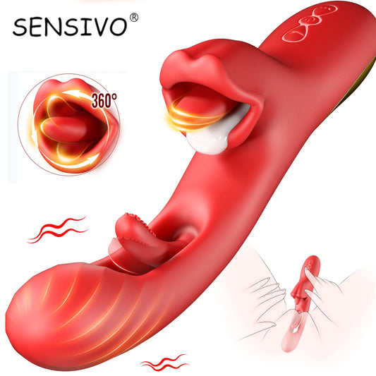 Premium 360 Rotation Tongue-Licking Thrusting Vibrator 3 in 1