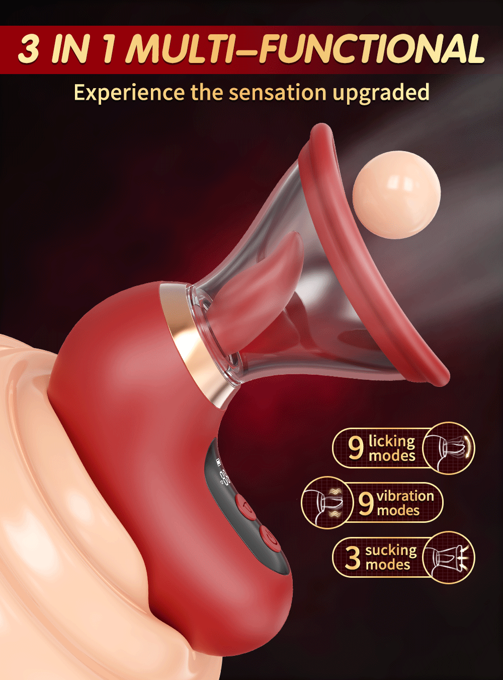 Rose-Sex Toy 3 Sucking 9 Tongue Licking Vibrating Vibrator