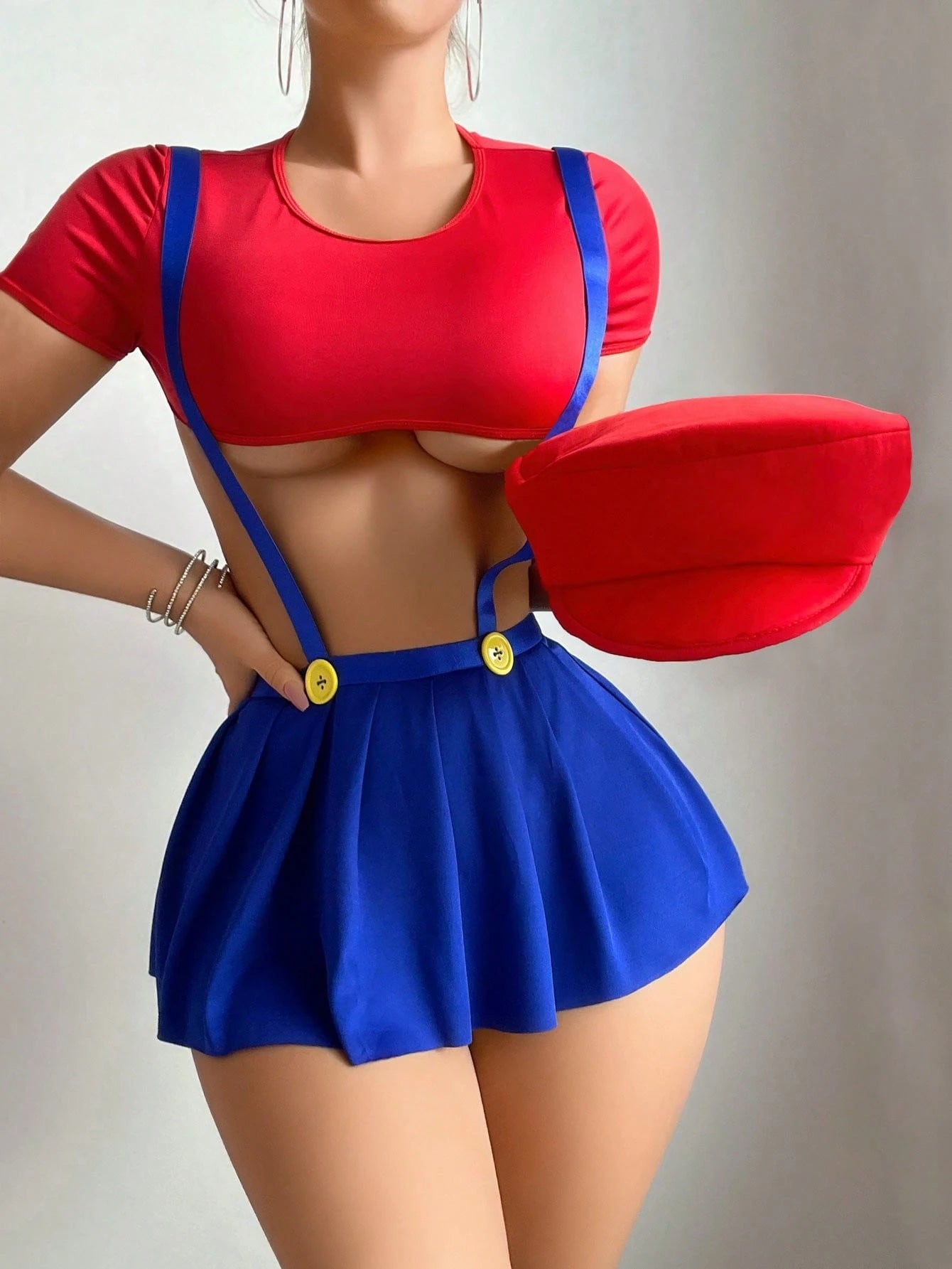 Peekaboo Crop Top & Pleated Skirt Lingerie Costume