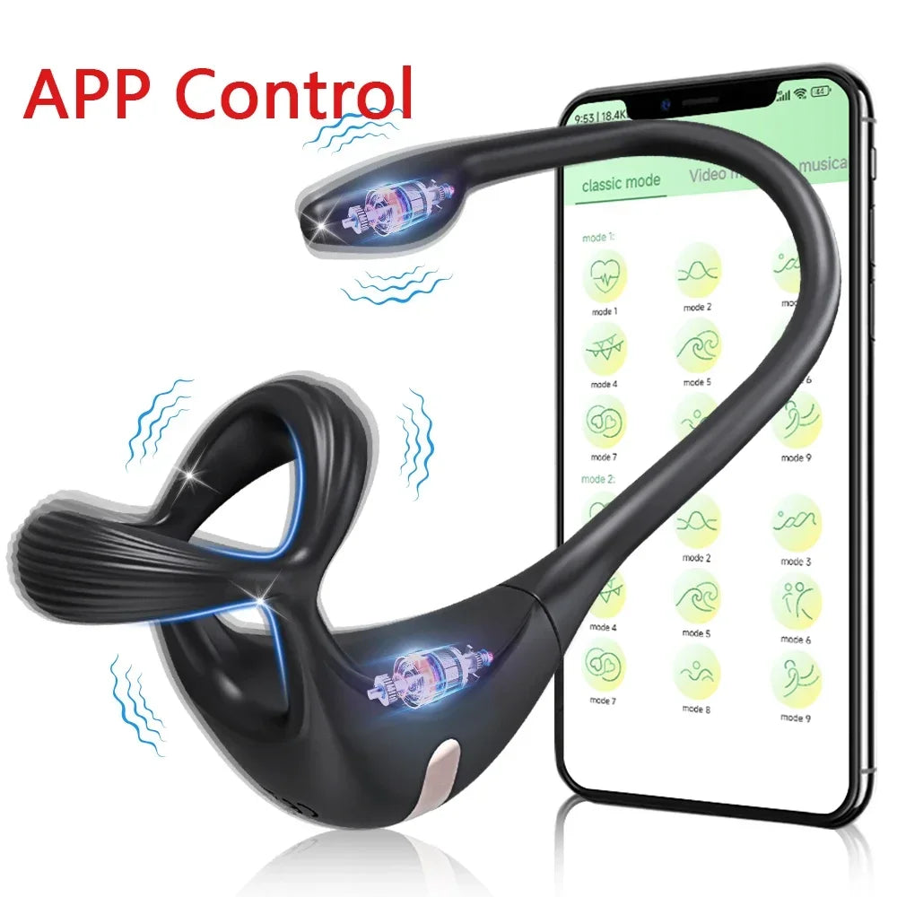 APP Control Butt Plug Cock Ring Vibrating Prostate Massager for Men Beginner Anal Vibrator Anal Plug for Gay Sex Toy for Men 18+