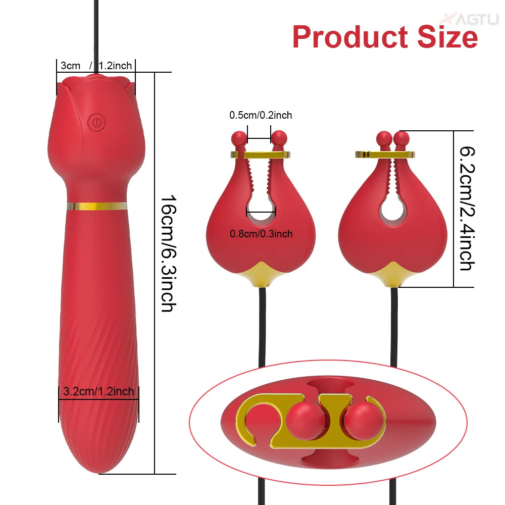 Velvet Rose: Electric Nipple Clamp and G-Spot Delight