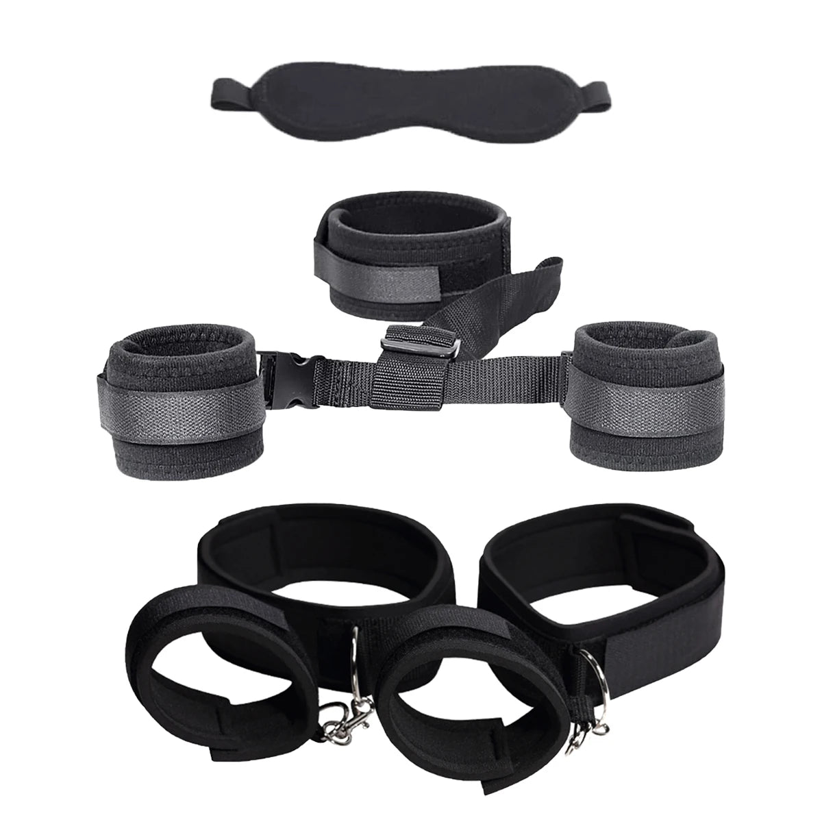 BDSM Restraint Kit: Wrist & Thigh Cuffs Blindfold