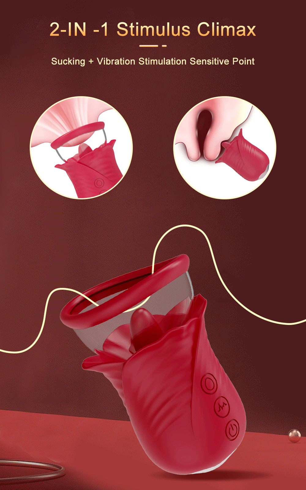 Rose-Sex Toy 3 Sucking 9 Tongue Licking Vibrating Vibrator