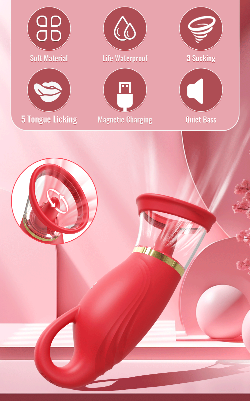 Rose-Sex Toy 3 Sucking 9 Tongue Licking Vibrating Vibrator