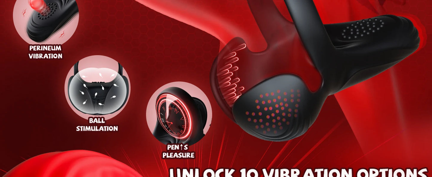 APP Control Vibrating Cock Ring Penis Ring for Men Ejaculation Delay Testicle Stimulation Cockring Adults Sex Toys for Couples